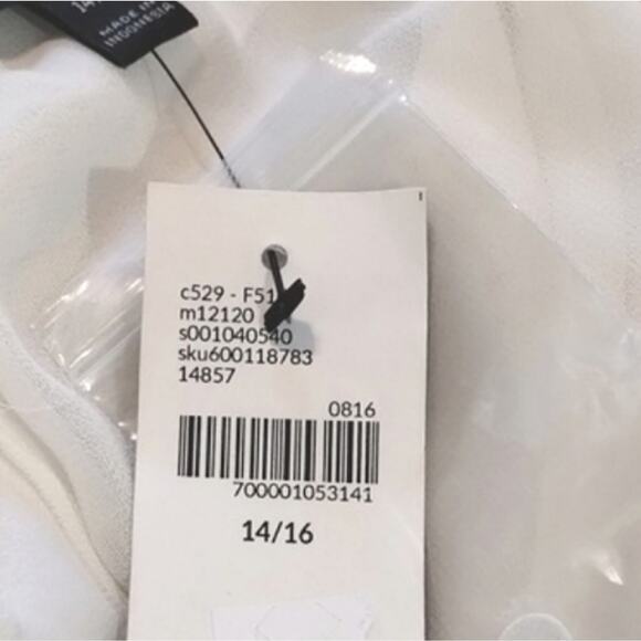 Lane Bryant NEW W/Tags Tie Neck Ivory Chiffon Blouse Lace Inset Slit Back 14/16 - Picture 3 of 16